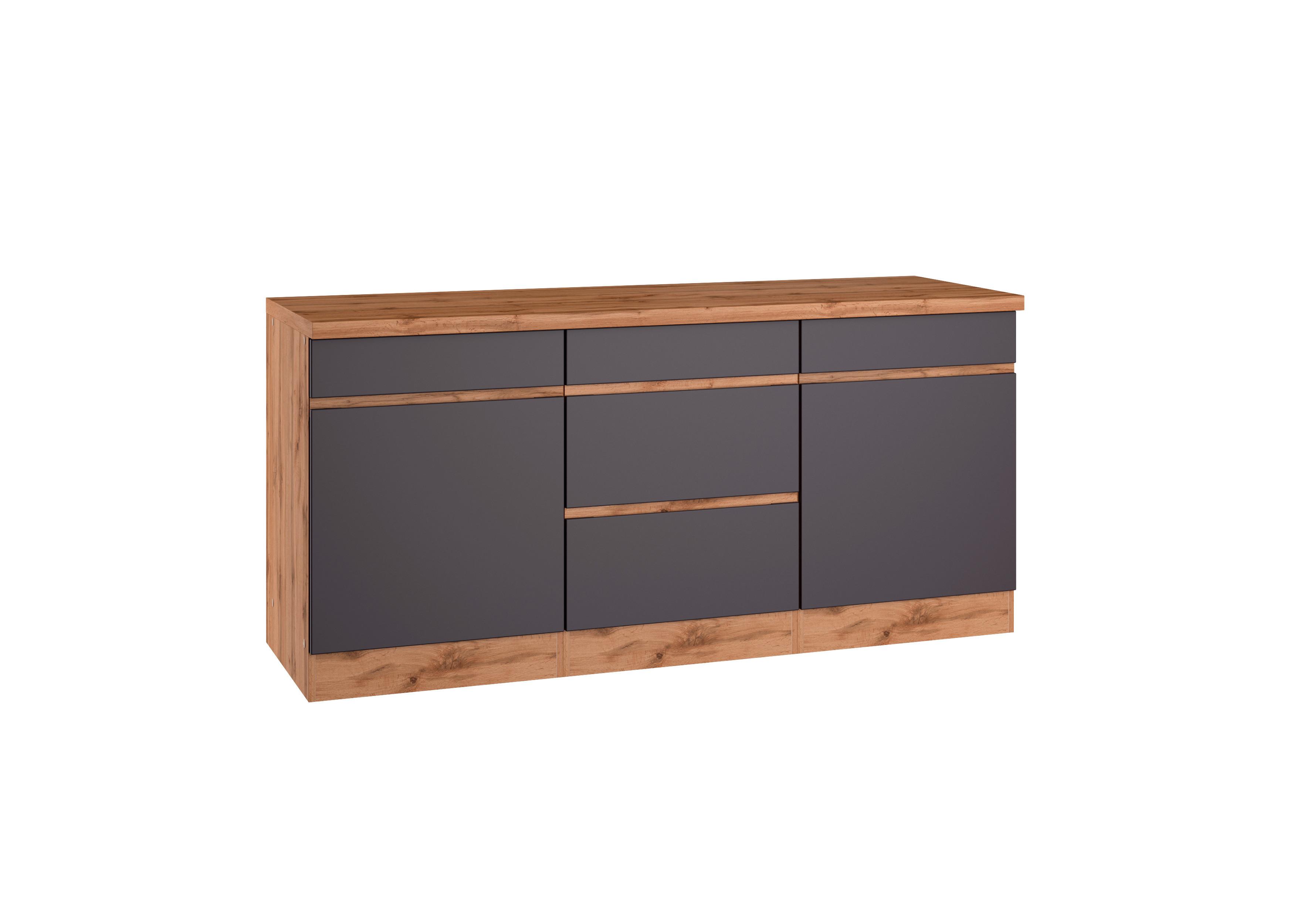 Küchenunterschrank Turin ca. 180x86 cm Grau/Wotaneiche - Eiche Wotan/Grau, Design, Holzwerkstoff (180/86/60cm) - Held