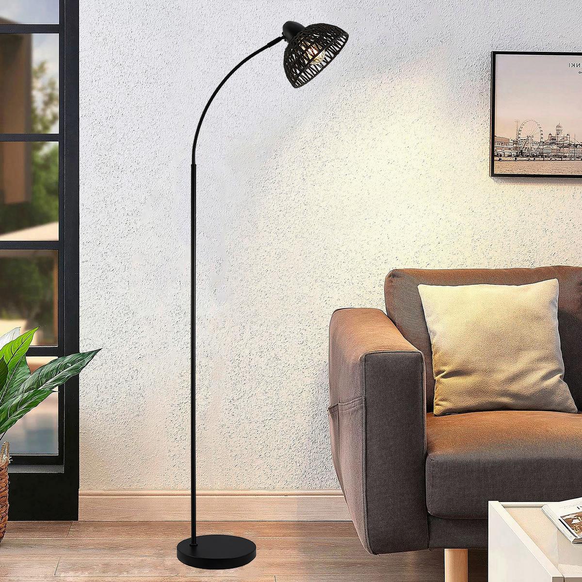 LAMPA STOJĄCA MIEKE - czarny, Trend, metal/papier (55/24/155cm) - Novel