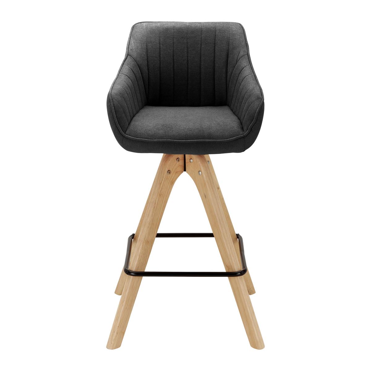 STOŁEK BAROWY LEONIE - kolor dębowy/ciemnoszary, Modern, metal/drewno (55/106/56cm) - Bessagi Home
