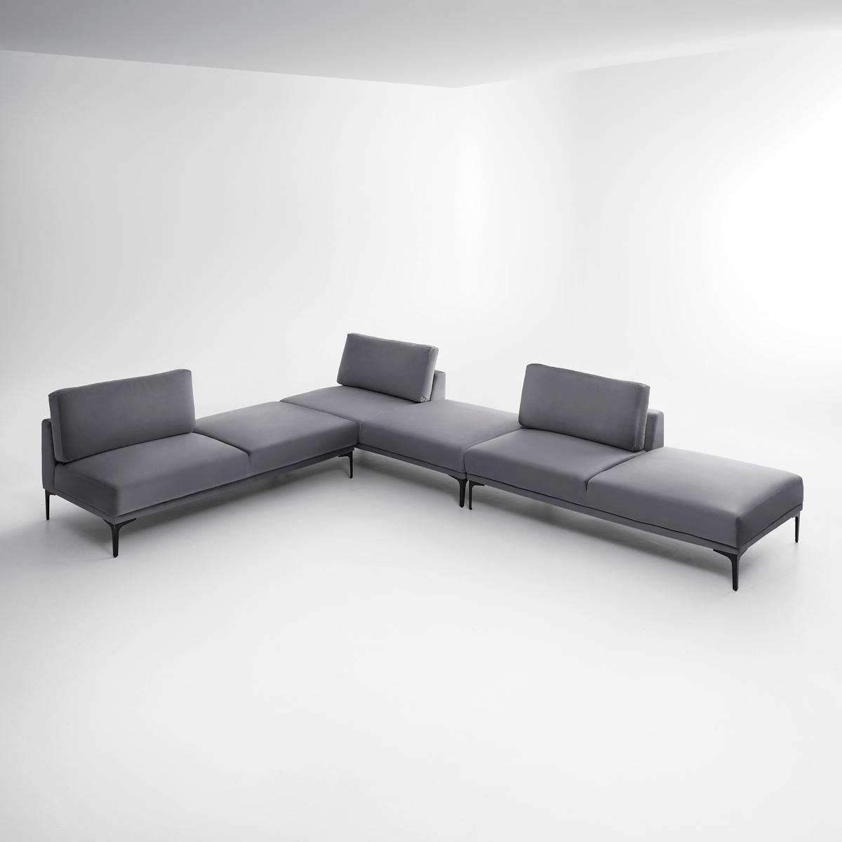 Modulsofa Tessa Dunkelgrau Samt - Dunkelgrau/Schwarz, MODERN, Textil/Metall (180,5/82,5/88,5cm) - Bessagi Home