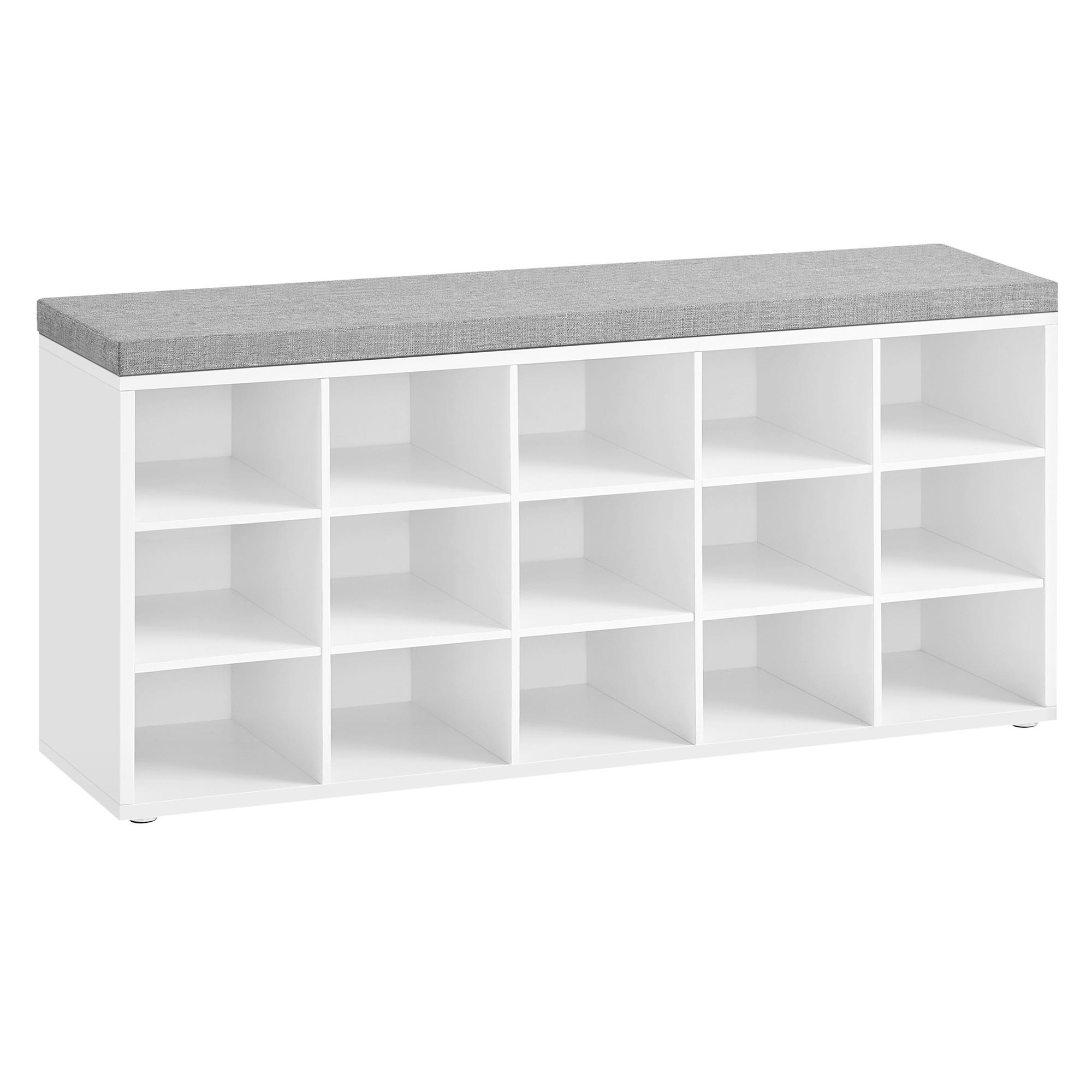 Garderobenbank in Weiß, Grau inkl. Sitzauflage - Weiß/Grau, Trend, Holzwerkstoff (105/48/30cm) - MID.YOU