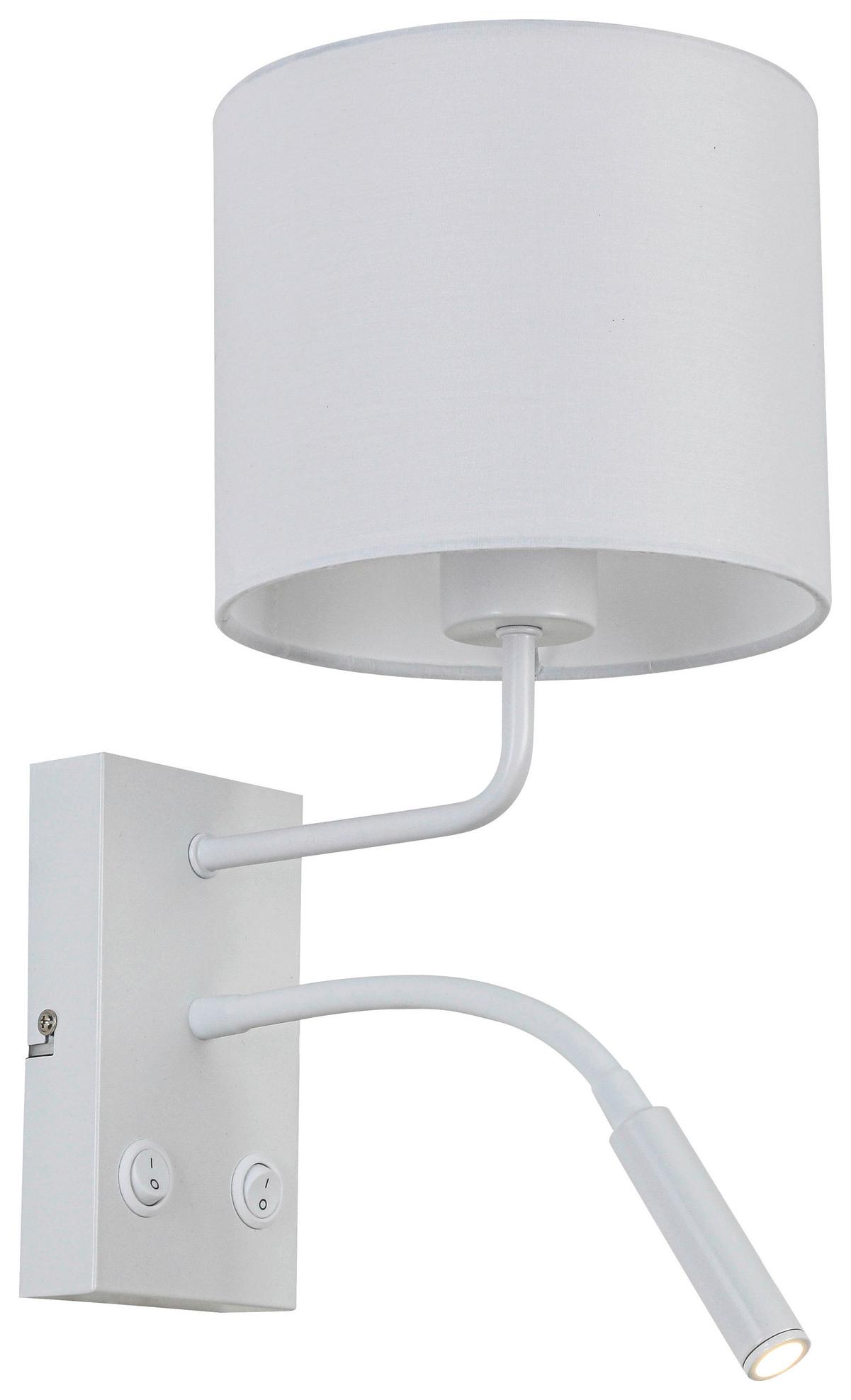 Wandleuchte Douple Weiss max. 28 Watt - Weiss, Konventionell, Kunststoff/Textil (31/18/33cm) - Mömax