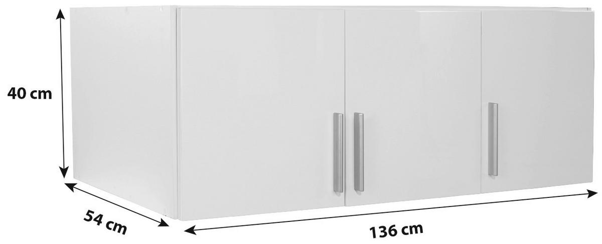 Dulap auxiliar superior Celle - alb/alb lucios intens, Modern, lemn (136/40/54cm)