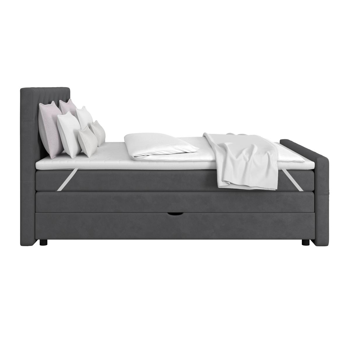 Boxspring Krevet Elio - boje grafita/bež, Romantično / ladanjski, tekstil/plastika (160/200cm) - Modern Living