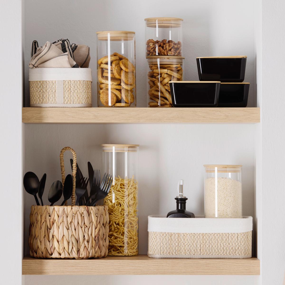 Vorratsdose Hedvig aus Glas Ø ca. 10cm - Naturfarben, Glas/Holz (10/10cm) - Zandiara