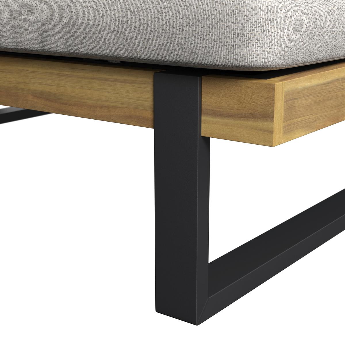 Gartenliege Elenyi creme/grau Metall/Outdoorstoff/Holz - Greige, MODERN, Holz/Textil (130/95/200cm) - Bessagi Garden