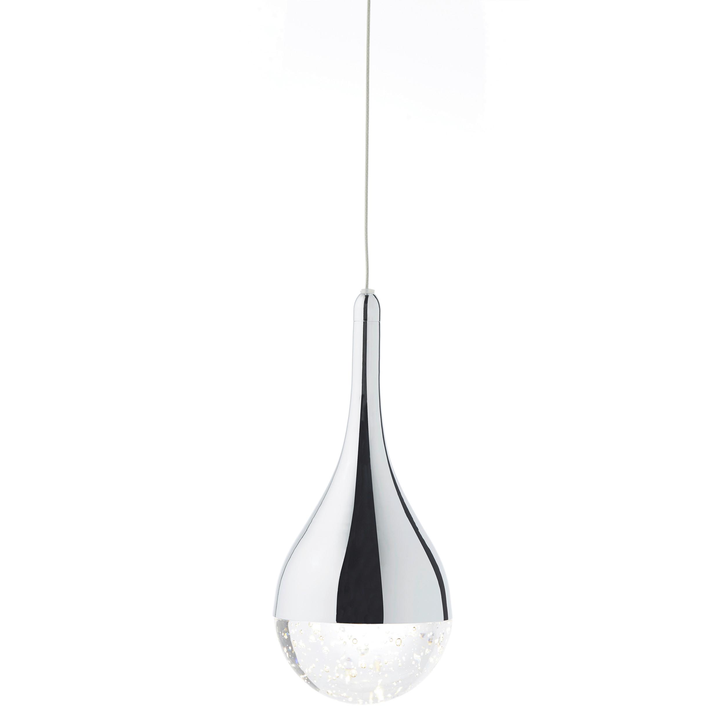 LED-Hängeleuchte Frizzante Chromfarben max. 20 Watt - Chromfarben, Design, Glas/Metall (70/9/114,50cm)
