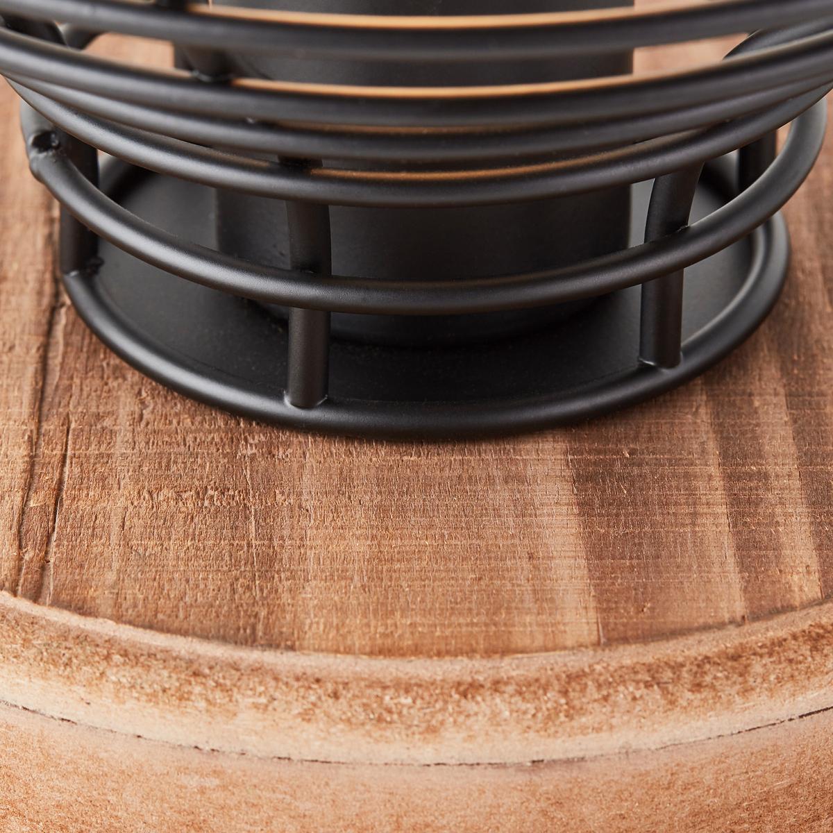 Tischleuchte Avia Schwarz/Braun max. 52 Watt - Schwarz/Braun, Natur, Holz/Metall (20/18,5cm) - Brilliant