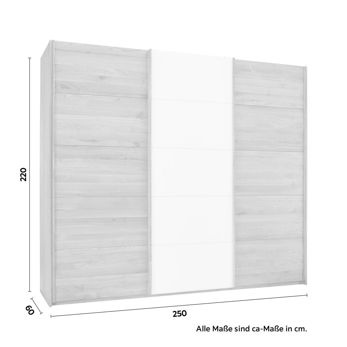 Schwebetürenschrank Monterray Eichefarben ca. 255x220x60cm - Eichefarben, KONVENTIONELL, Holz/Holzwerkstoff (255/220/60cm) - ecoTree