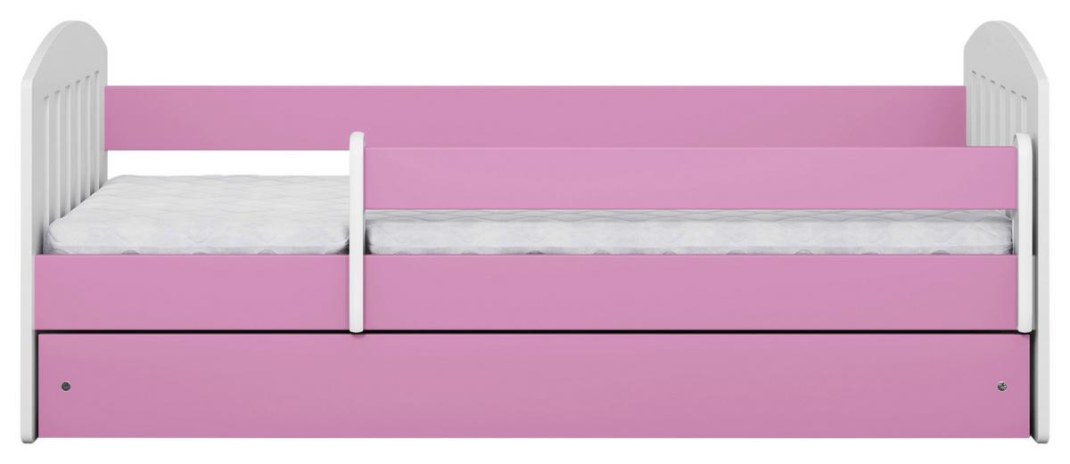 Otroška Postelja Classic 1, Bela, Roza, 80x180cm - pink/bela, Moderno, tekstil/leseni material (80/180cm) - MID.YOU