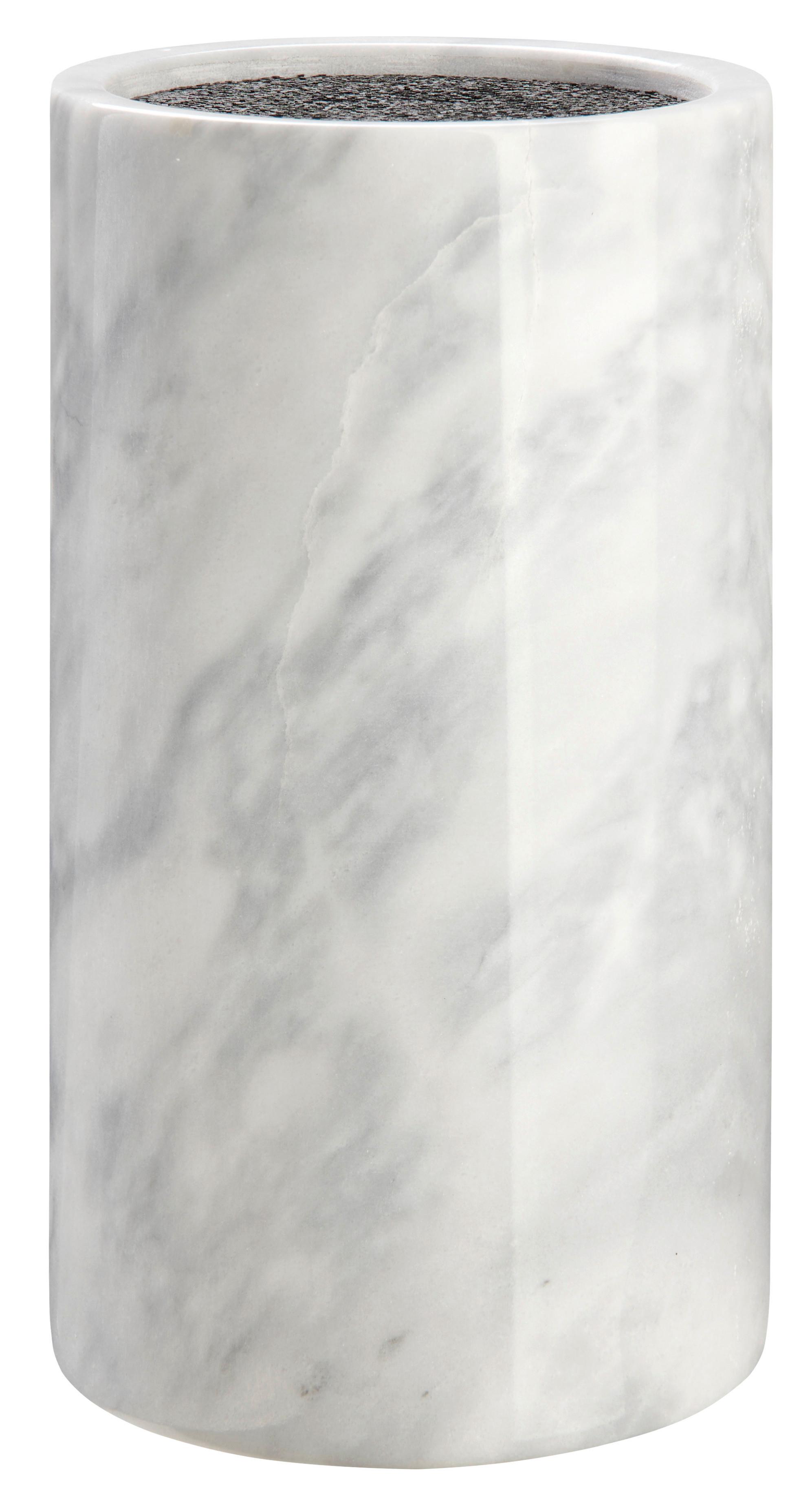 Messerblock Marble in Weiss Marmor - Weiss, Modern, Kunststoff/Stein (13/23cm) - Premium Living