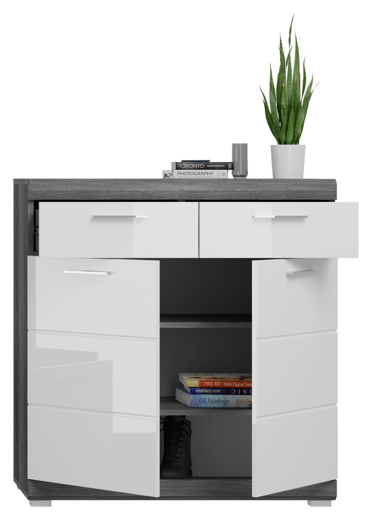 Predsoba Scout, Siva, Bela, Visoki Sijaj, 4-Delno - srebrne barve/temno siva, Design, steklo/leseni material (195/197/40cm) - MID.YOU