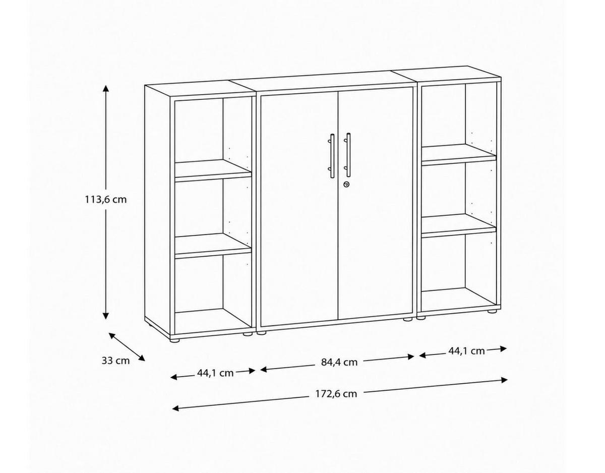 AKTENSCHRANK OFFICE EDITION - SW SET 2 - Eiche Artisan/Weiß, MODERN, Holzwerkstoff (172,6/113,6/33cm) - MID.YOU
