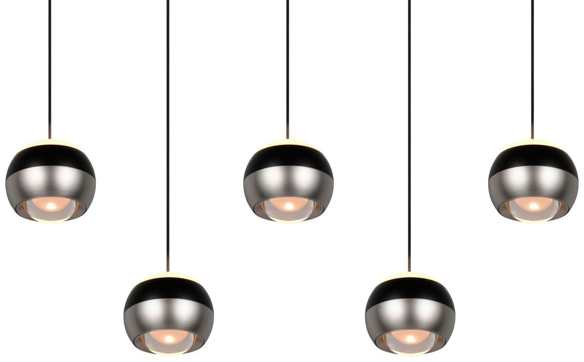 LED-Hängeleuchte Orbit Schwarz/Nickelfarben max. 8 W - Schwarz/Nickelfarben, Design, Metall (100/10,5/200cm) - Trio Leuchten