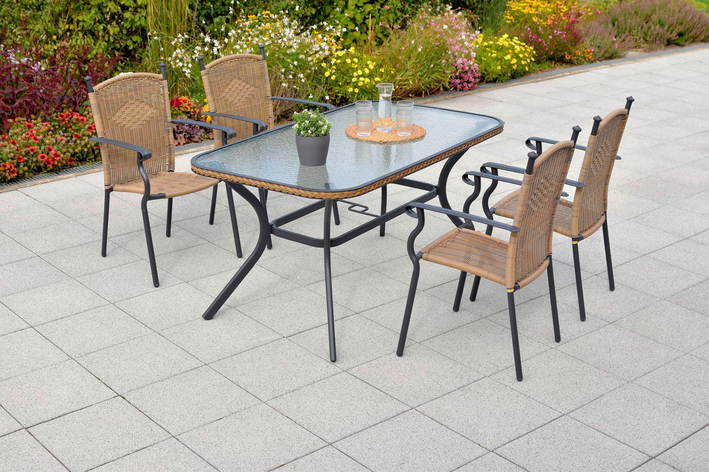 GARTENSET ROMA - Graphitfarben/Naturfarben, MODERN, Kunststoff/Metall - Gardenson