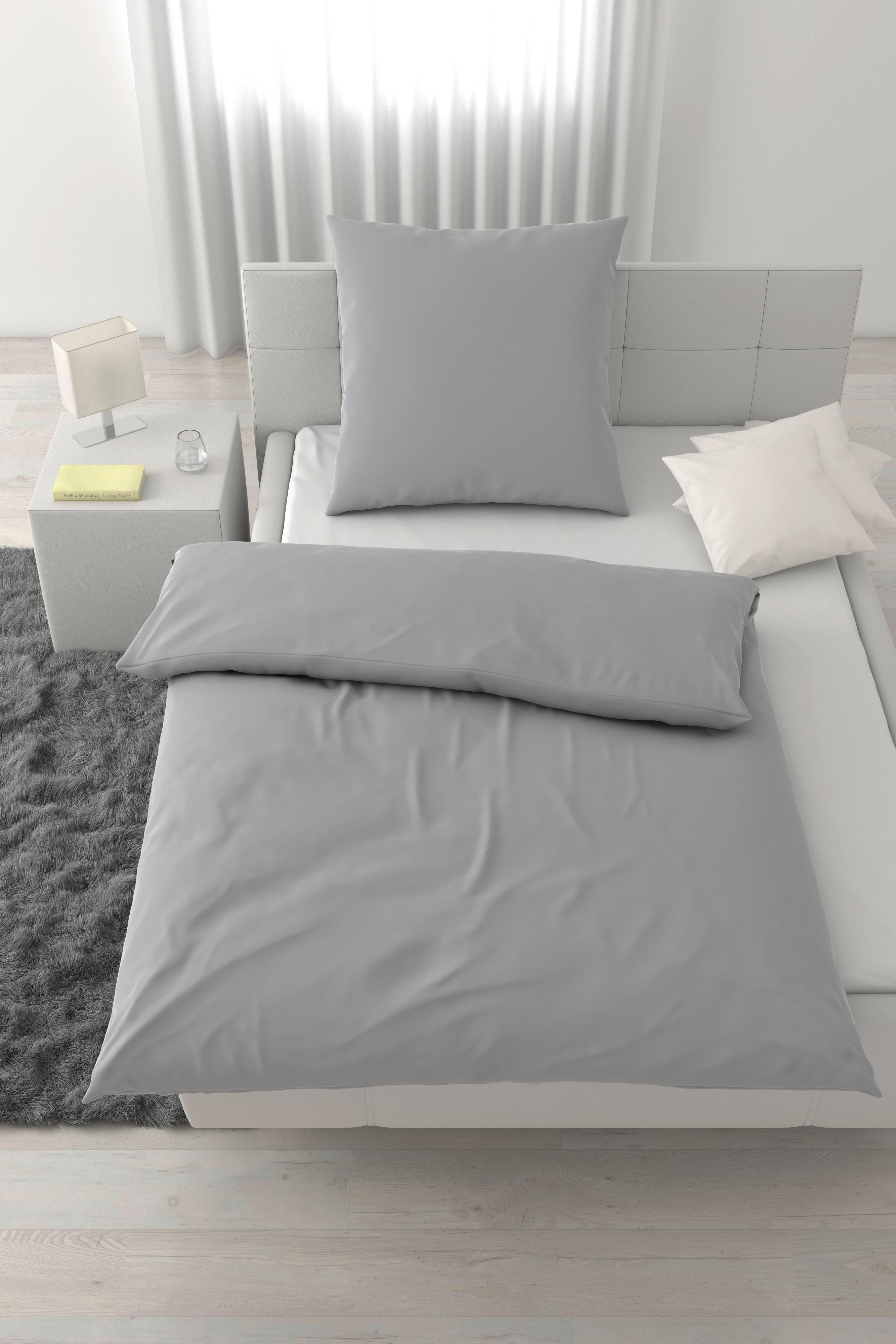 Bettwäsche Xenia Uni XL Silberfarben ca. 155x220cm - Silberfarben, MODERN, Textil (155/220cm) - Premium Living
