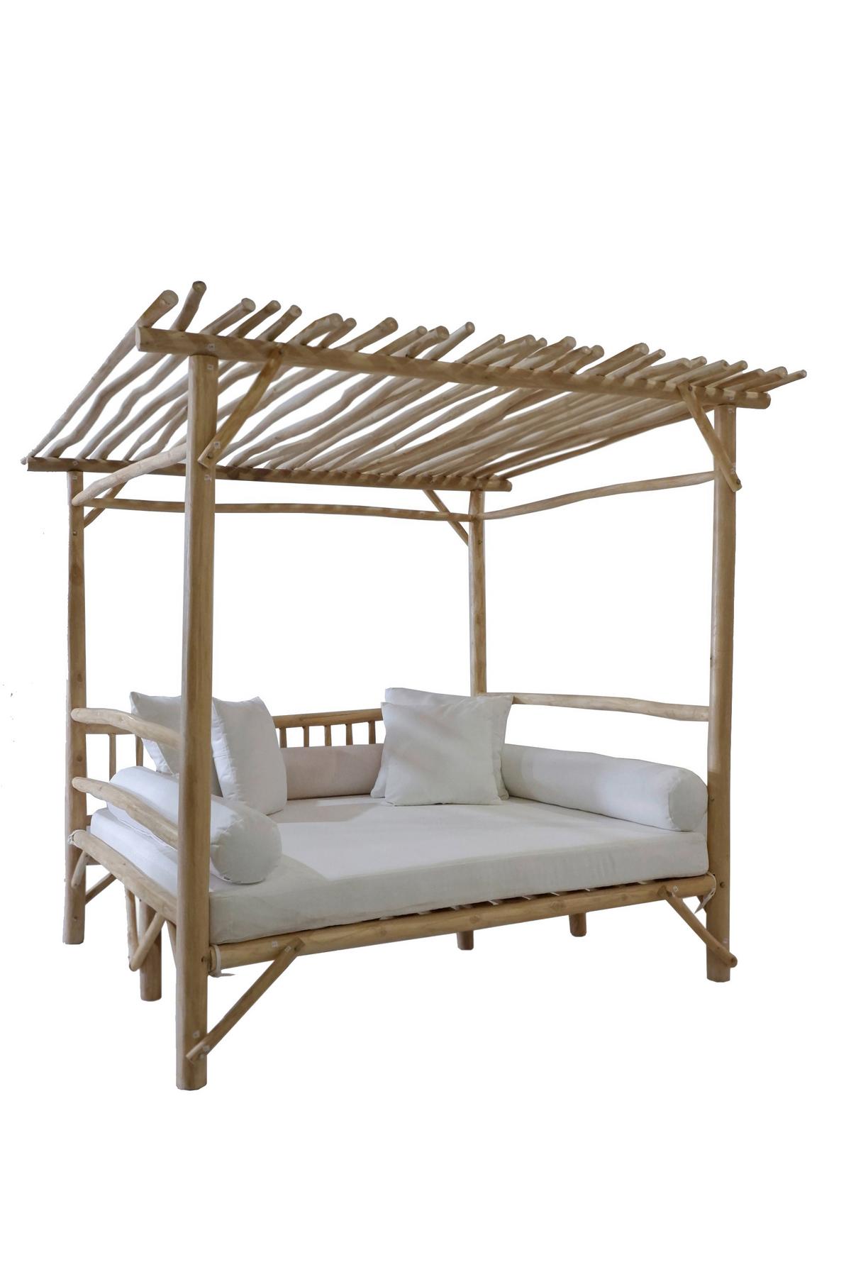 Loungebett Naturfarben - Weiß/Naturfarben, Natur, Holz/Textil (200/200/180cm) - Gardenson