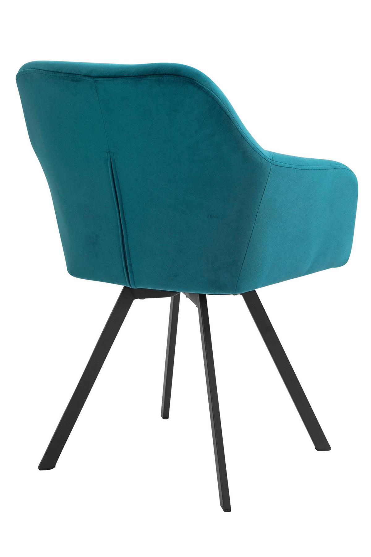 Naslanjač Samt, Turkizna, Vrtljiv - turkizna/črna, Moderno, kovina/tekstil (61/85/62cm) - Livetastic