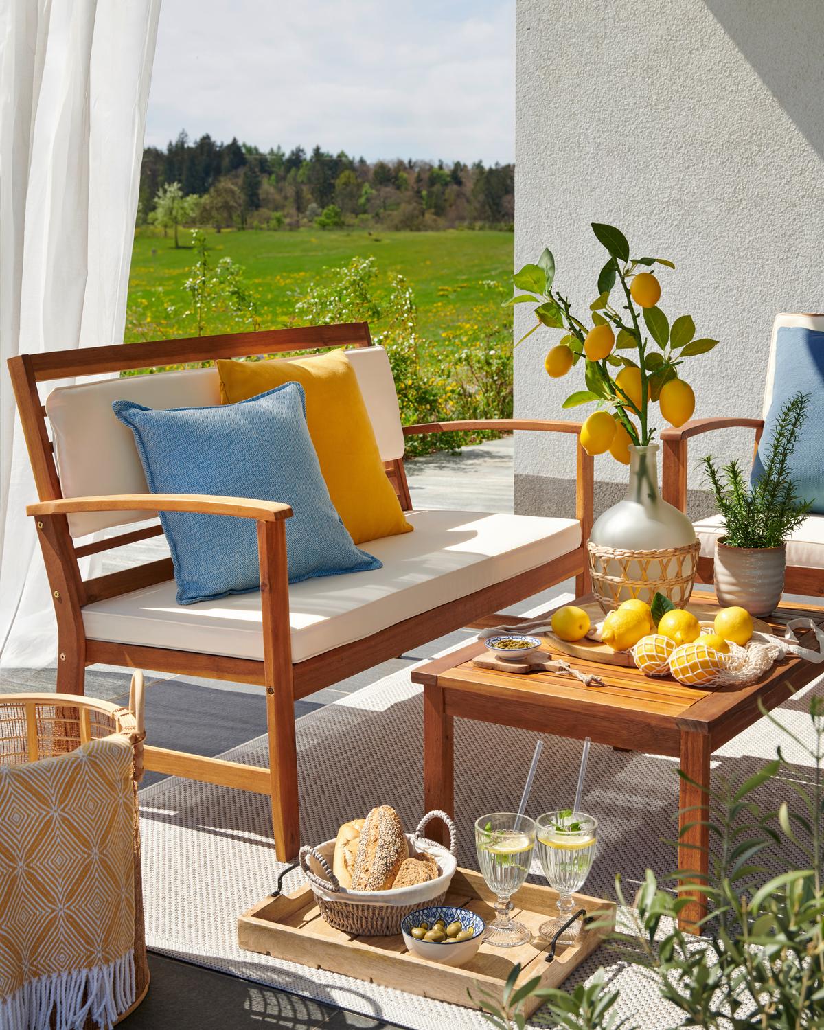 Vrtna Garnitura Zypern - boje bagrema/krem, Natur, drvo (120/80/60cm) - Mömax