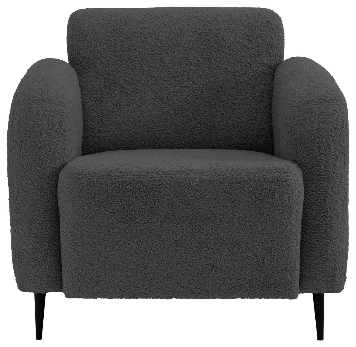 Sessel Marone Anthrazit Teddystoff - Anthrazit/Schwarz, MODERN, Textil/Metall (85/76/90cm) - Livetastic