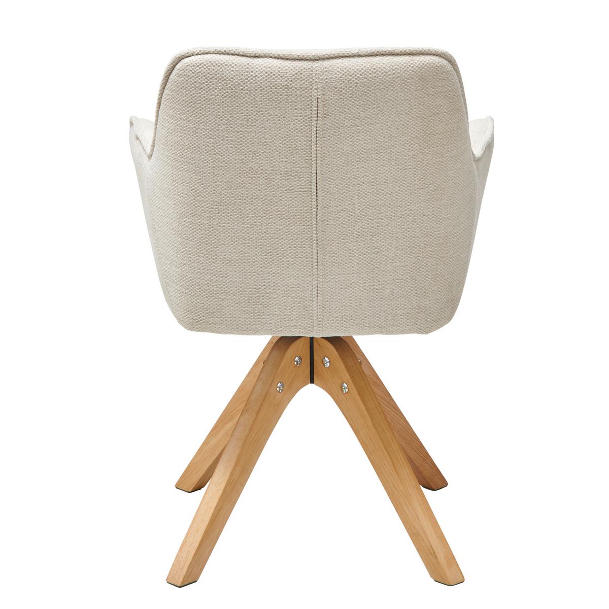 KRZESŁO Z PODŁOKIETNIKAMI KERRY - beżowy/kolor dębowy, Lifestyle, drewno/tkanina (61/85/63cm) - MID.YOU