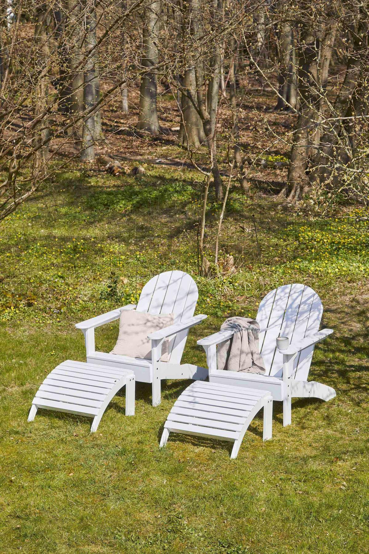 Gartenliege Adirondack - Weiss Hochglanz, Natur, Holz (105/88/80cm) - Gardenson