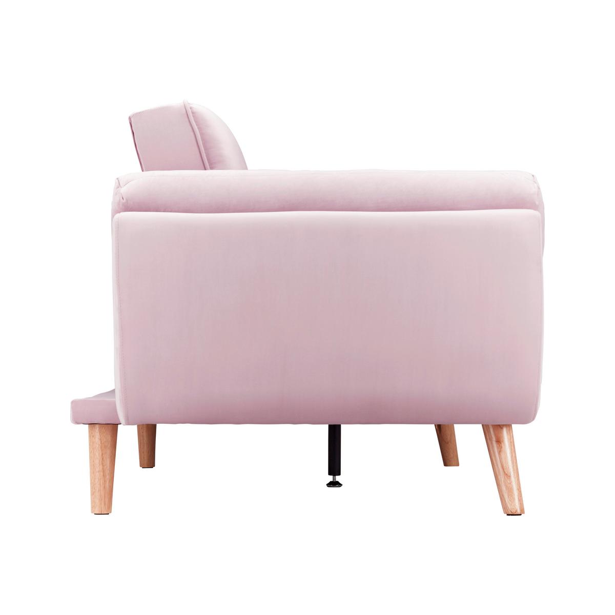 Schlafsofa Cora Rosa Samt - Rosa/Naturfarben, MODERN, Holz/Textil (214/92/81cm) - Bessagi Home