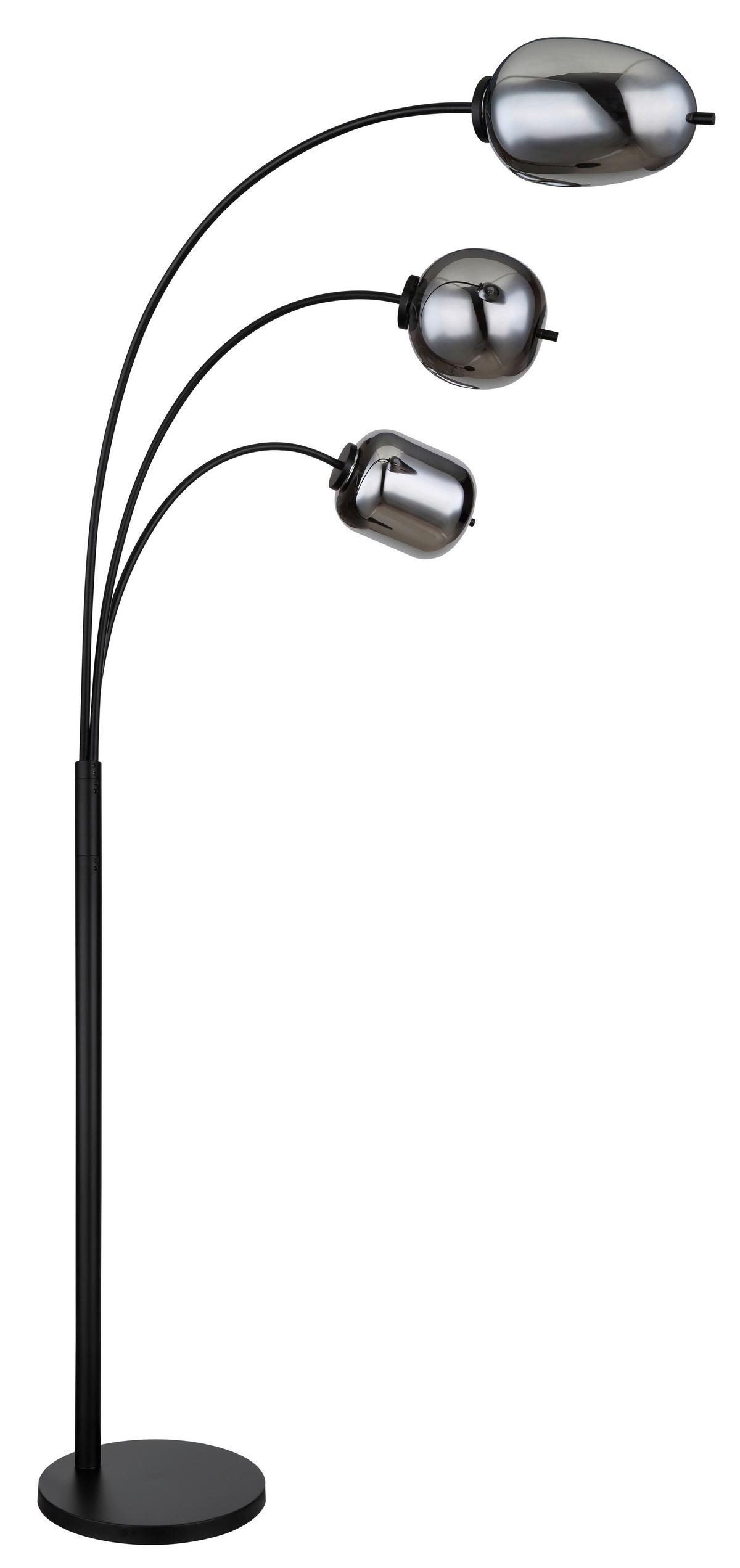 BOGENLEUCHTE 15345-3S  BLACKY - Schwarz/Grau, Design, Glas/Metall (80/60/175cm)