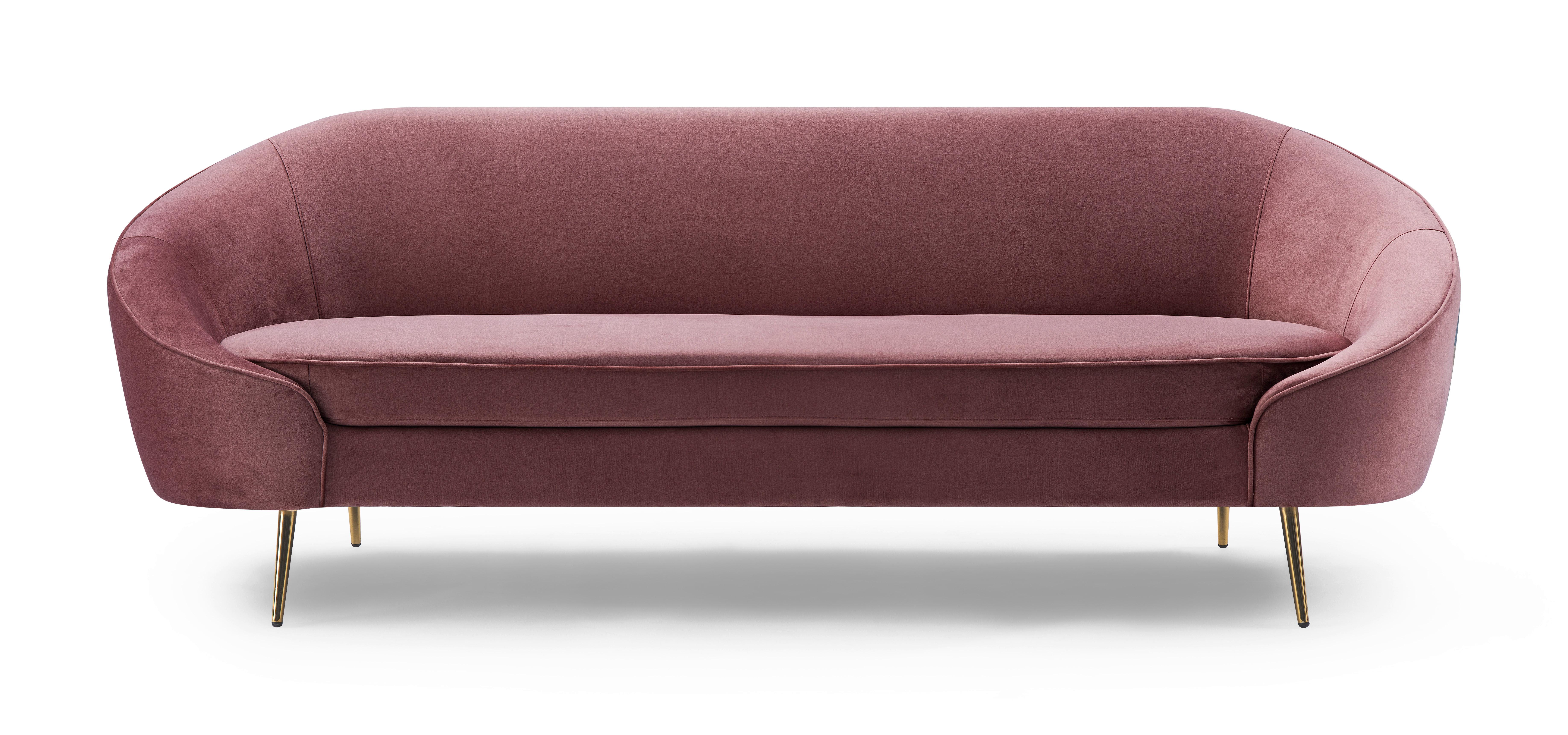 Sofa Olivia - pink/zlatne boje, Moderno, drvo/metal (211/82/88cm) - Mömax