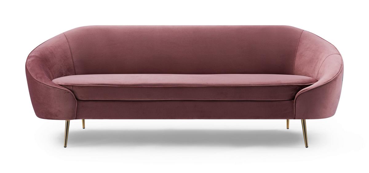 Sofa Olivia - pink/zlatne boje, Moderno, drvo/metal (211/82/88cm) - Mömax