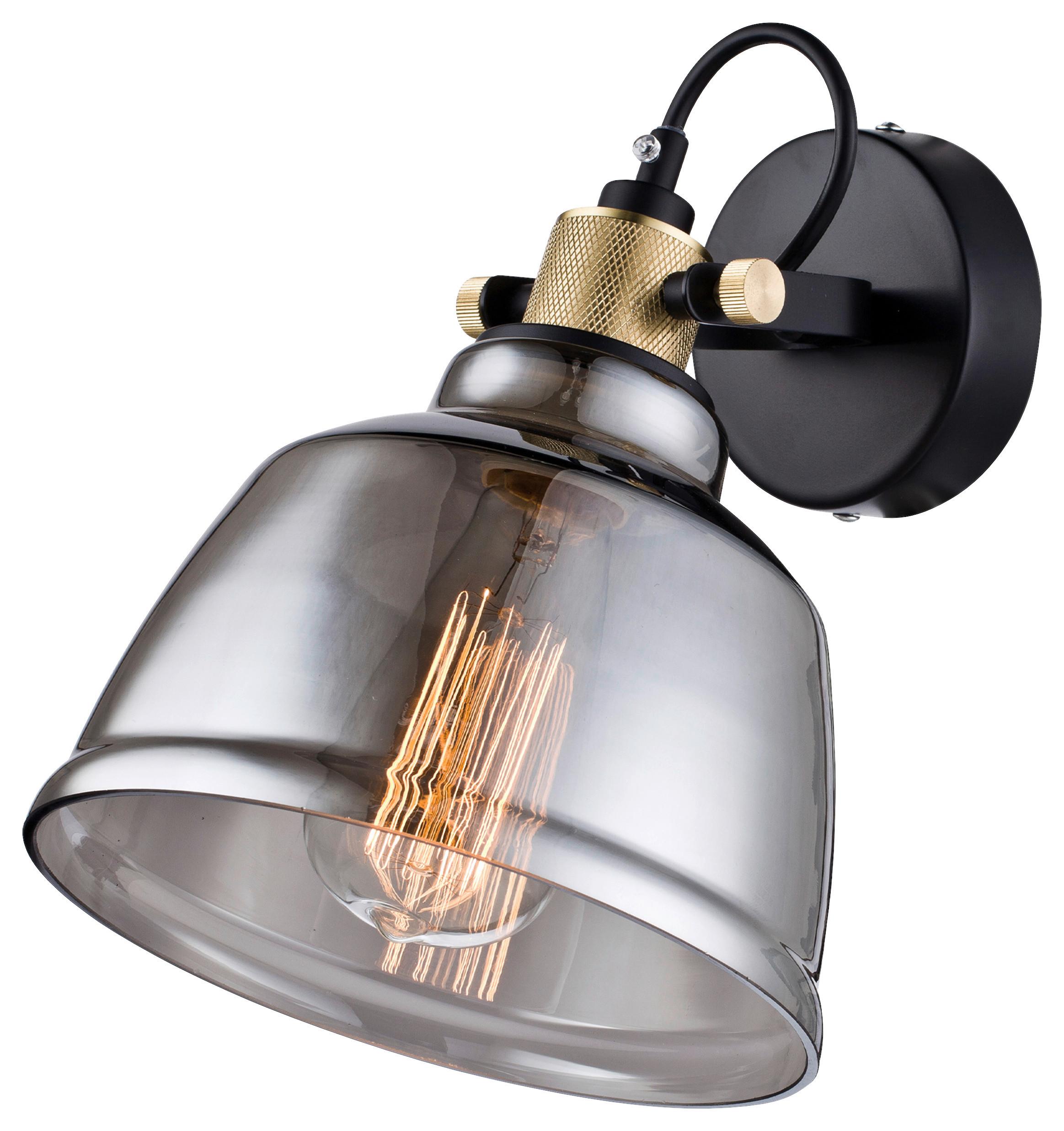 Wandleuchte Irving Schwarz max. 40 Watt - Messingfarben/Schwarz, Trend, Glas/Metall (20/27/25cm) - MAYTONI