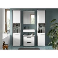 Badezimmer Kojak 4-tlg. Weiß/Anthrazit m. LED - Weiß Hochglanz/Schwarz, MODERN, Holzwerkstoff/Kunststoff (140cm) - MID.YOU