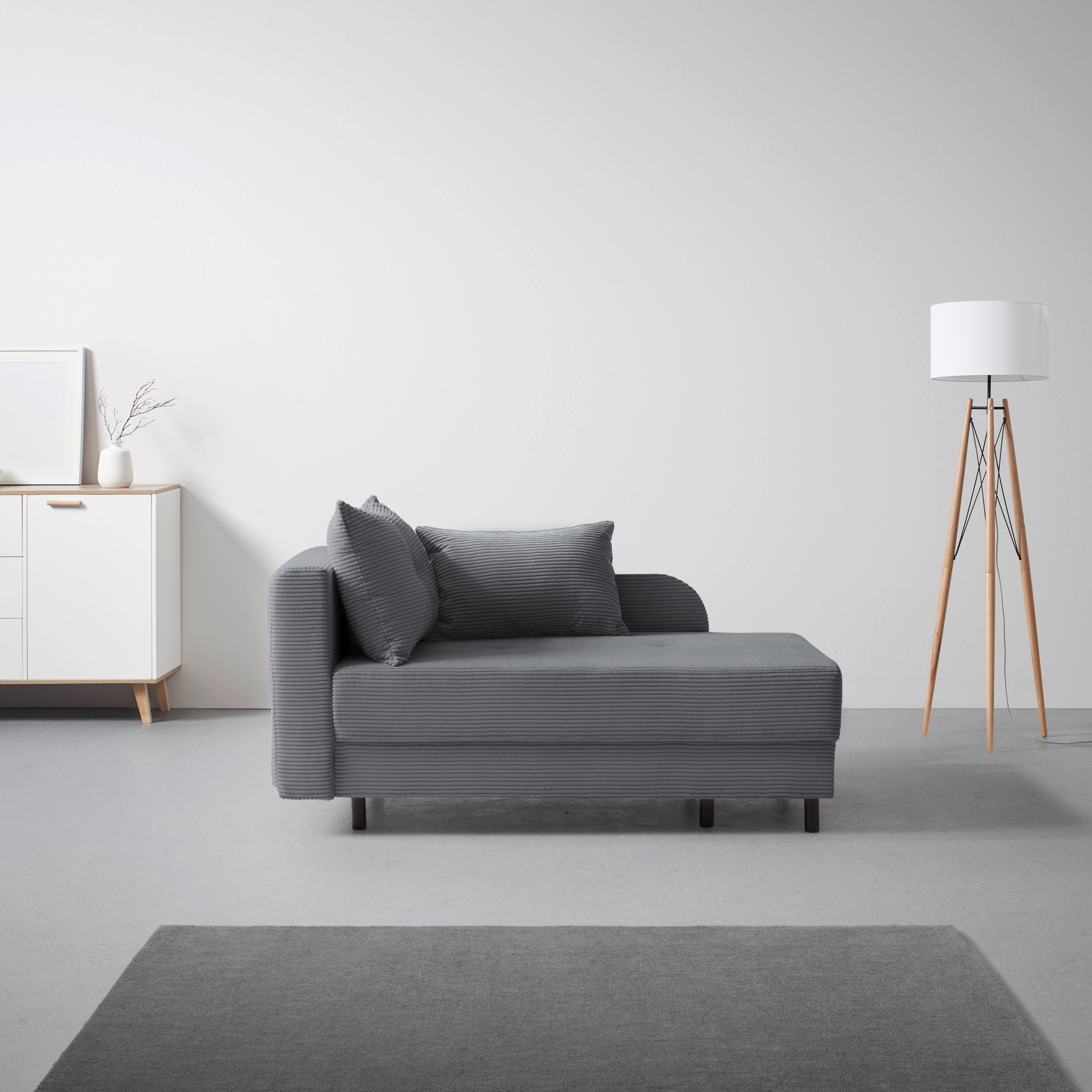 Liege Nova Dunkelgrau - Dunkelgrau/Schwarz, MODERN, Holz/Textil (85/62/145cm) - Mömax