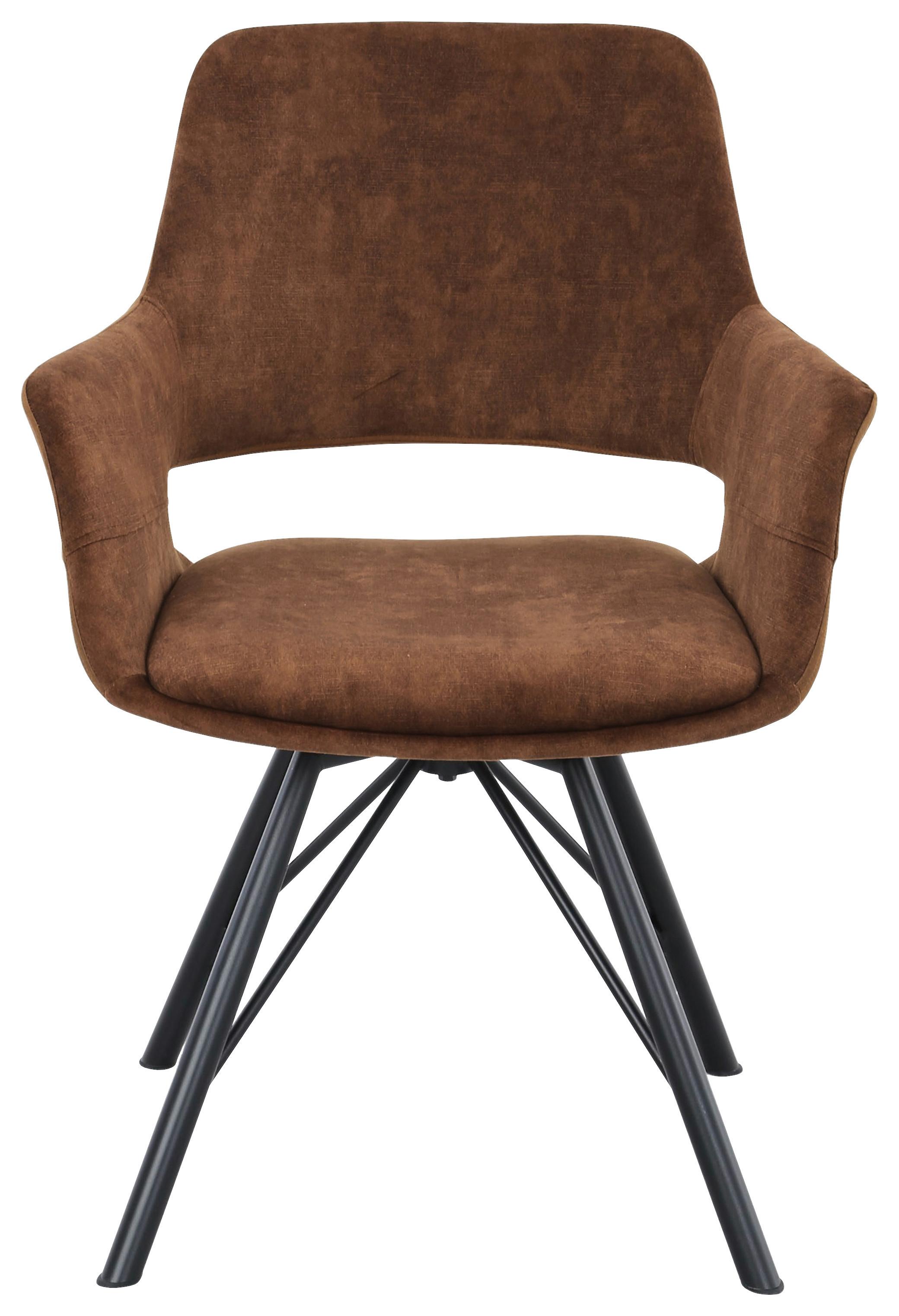 STOL MED ARMSTÖD ADRIANA - grön/brun, Modern, metall/trä (61/85/62,5cm) - Mömax