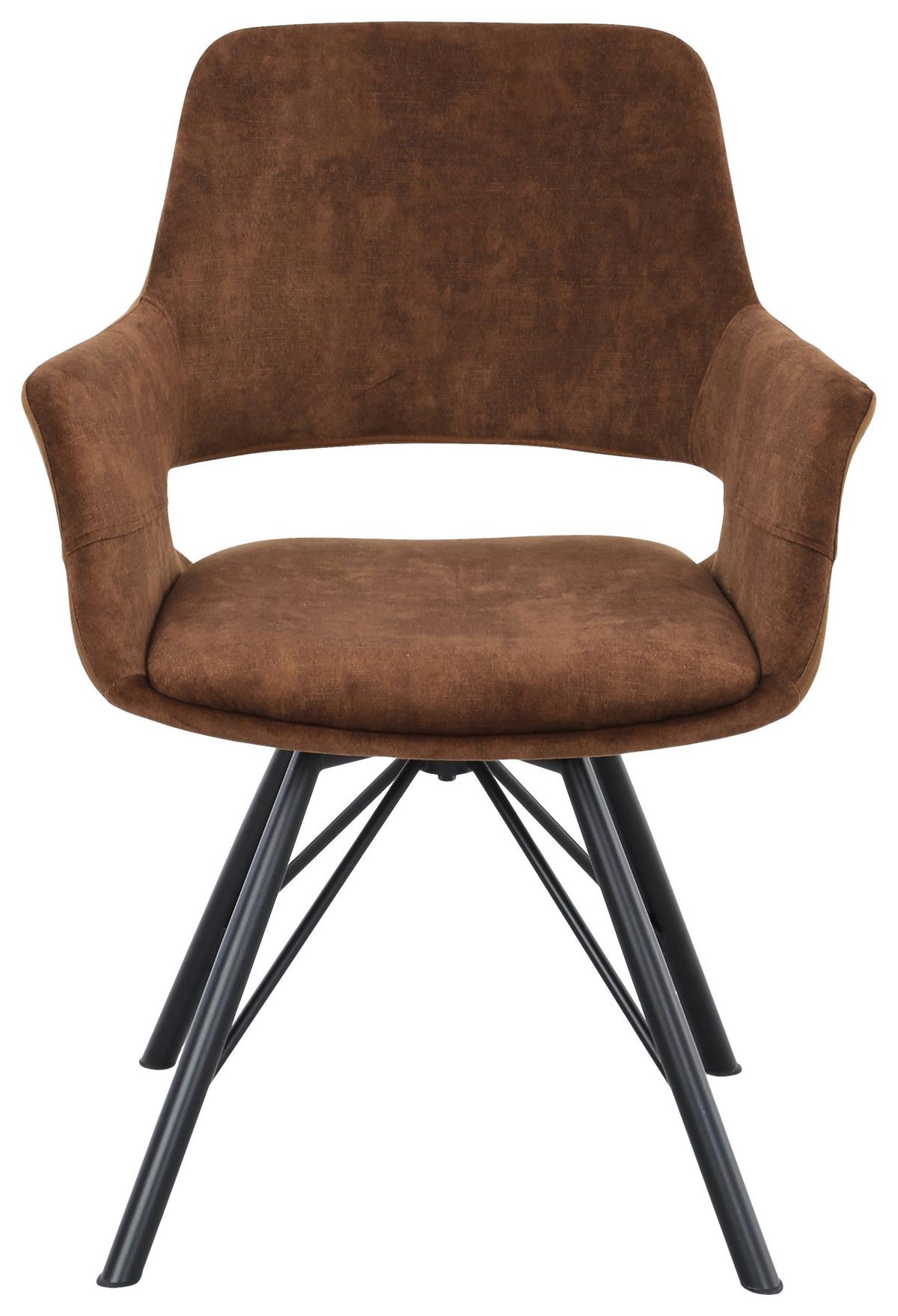 Armlehnstuhl Adriana Grün - Schwarz/Braun, Modern, Holz/Textil (61/85/63cm) - Mömax