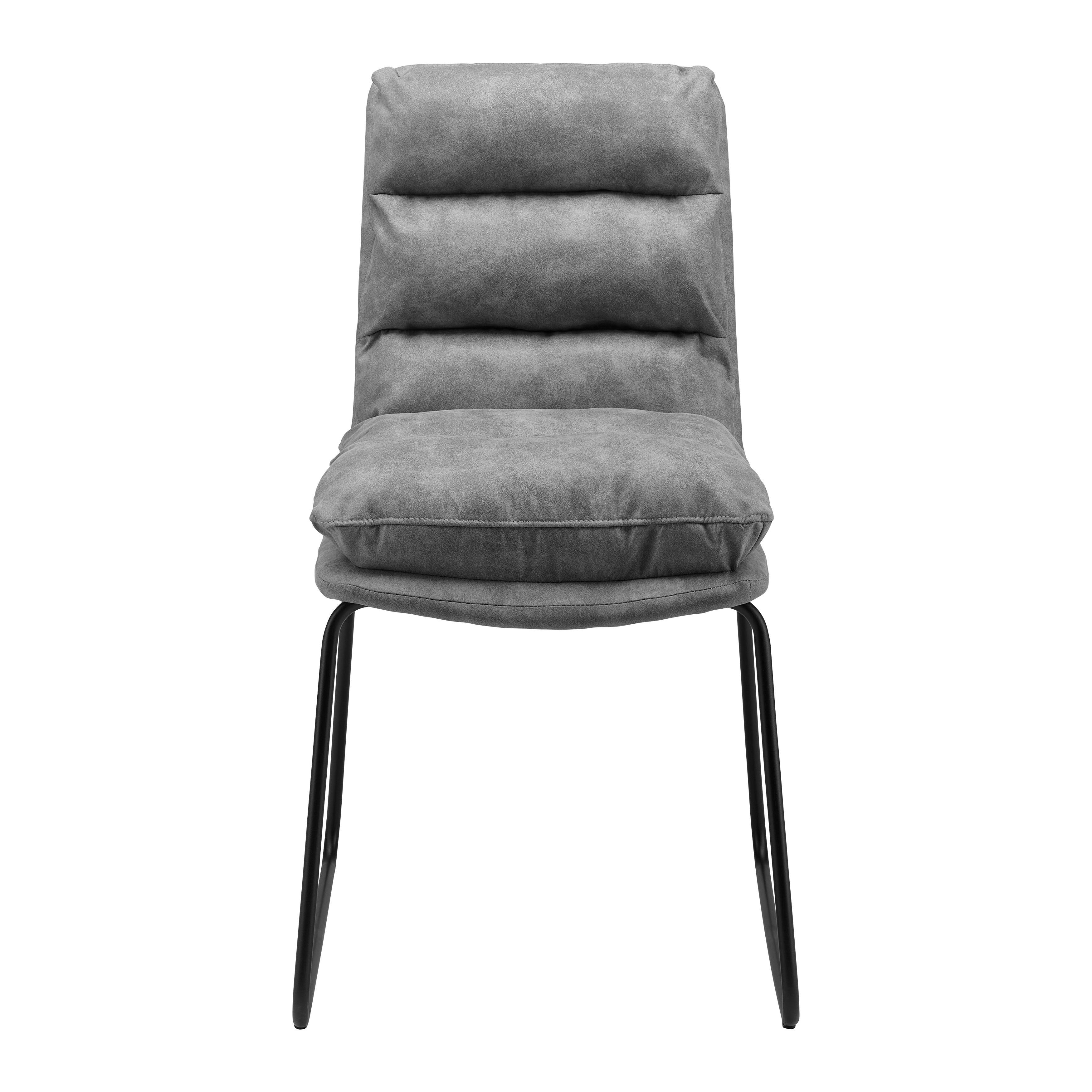Stuhl "Kona", grau, Gepolstert - Schwarz/Grau, MODERN, Textil/Metall (48/90/65cm) - Bessagi Home