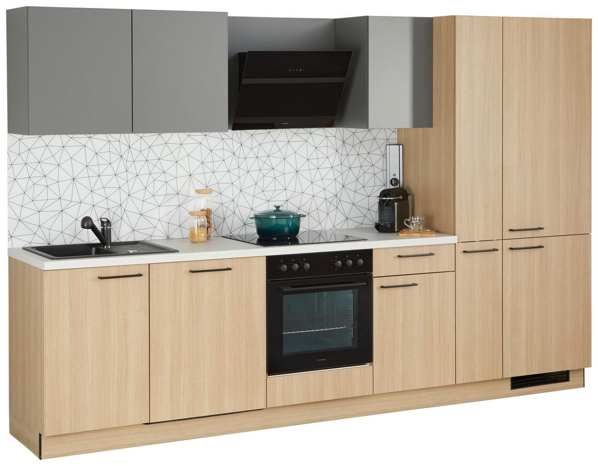 Kuhinjski Blok Plan/win - črna/barve hrasta, Moderno, leseni material (310cm) - Express-Kuechen