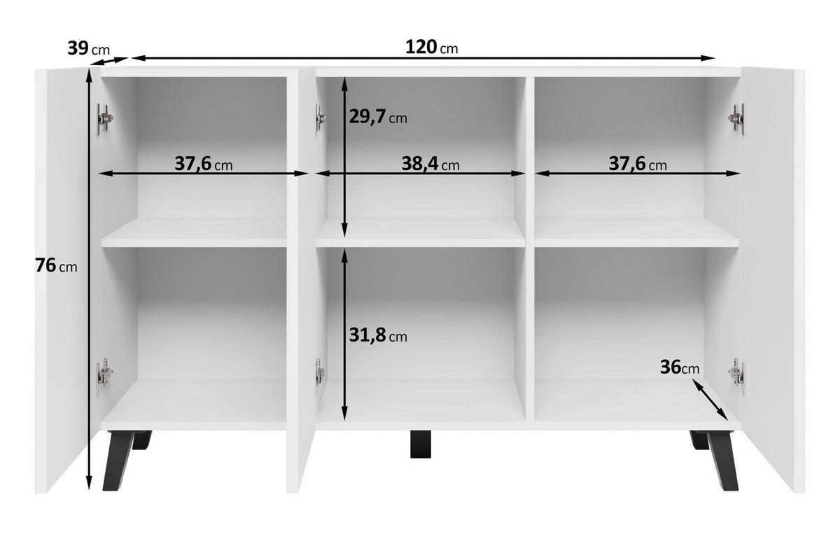 Široka Komoda Phuket, Bela - črna/bela, Design, umetna masa/leseni material (120/76/39cm) - Livetastic
