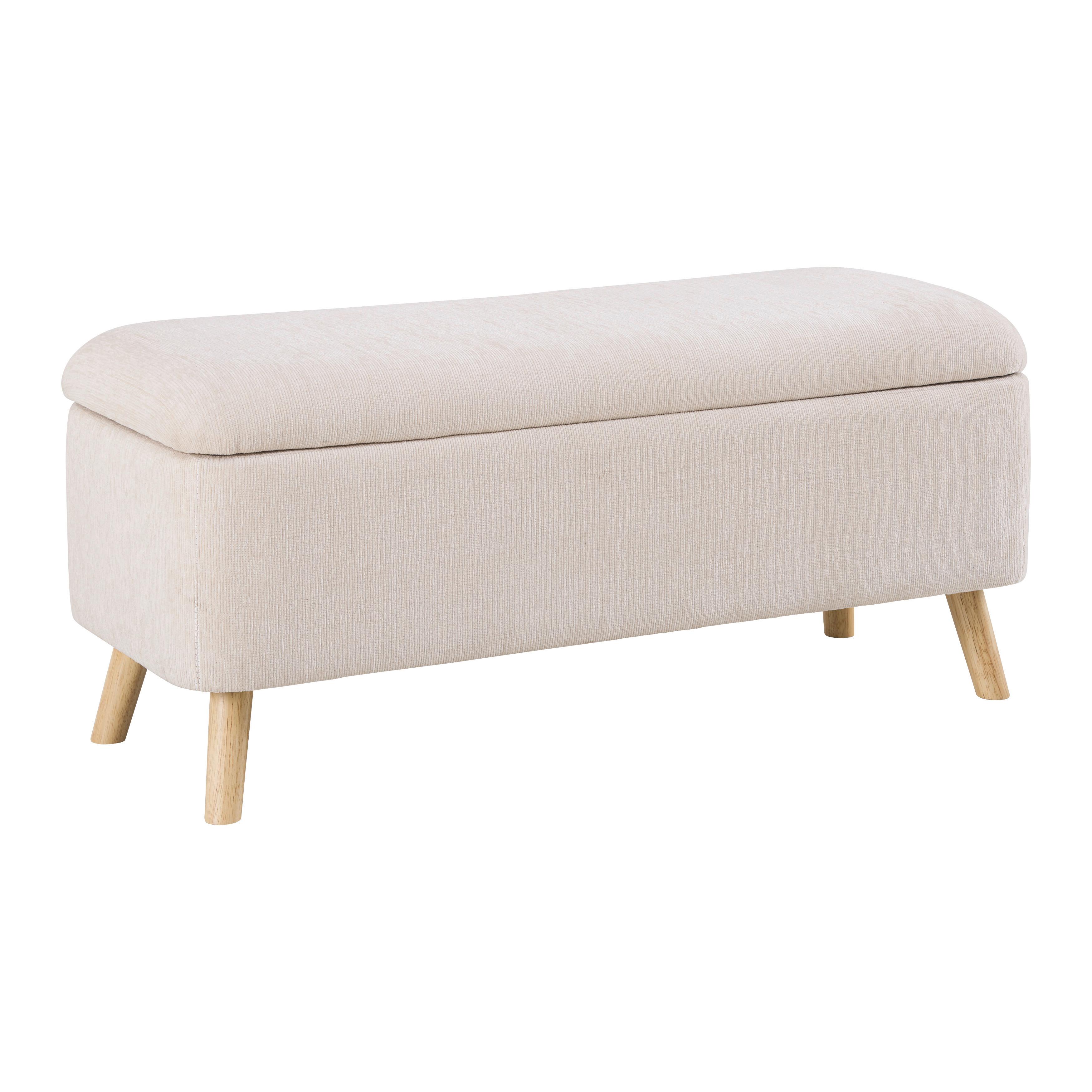 Sitzbank Jenson Beige - Beige/Naturfarben, MODERN, Holz/Textil (100/43/40cm) - Mömax