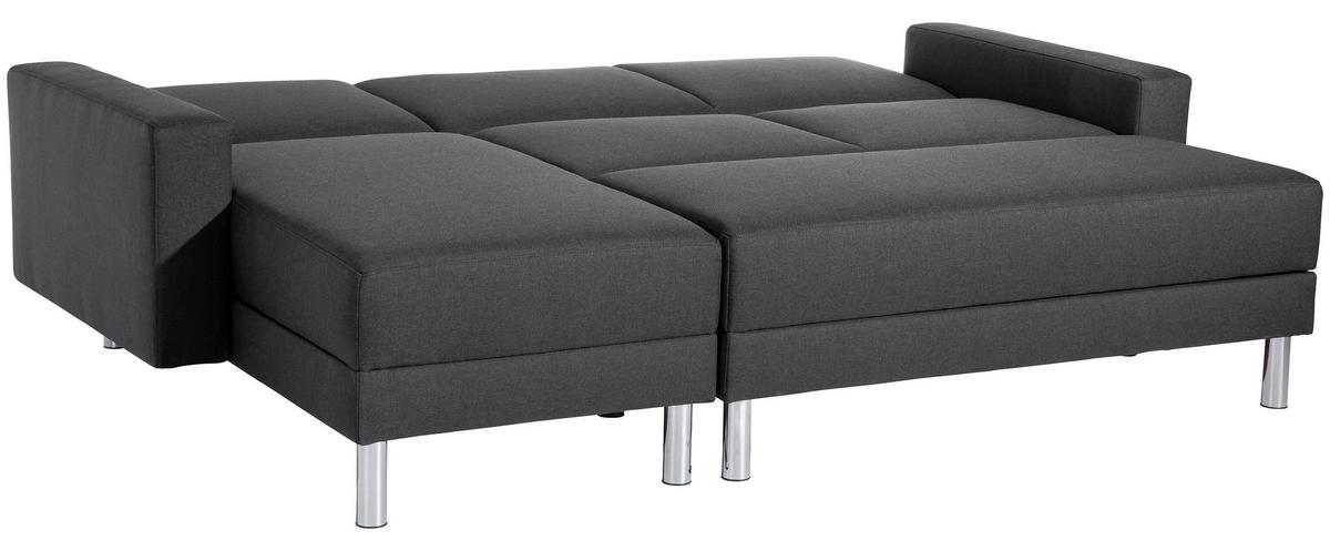 ECKSCHLAFSOFA JUST FASHION - Chromfarben/Graphitfarben, KONVENTIONELL, Textil/Metall (152/230cm) - Max Winzer