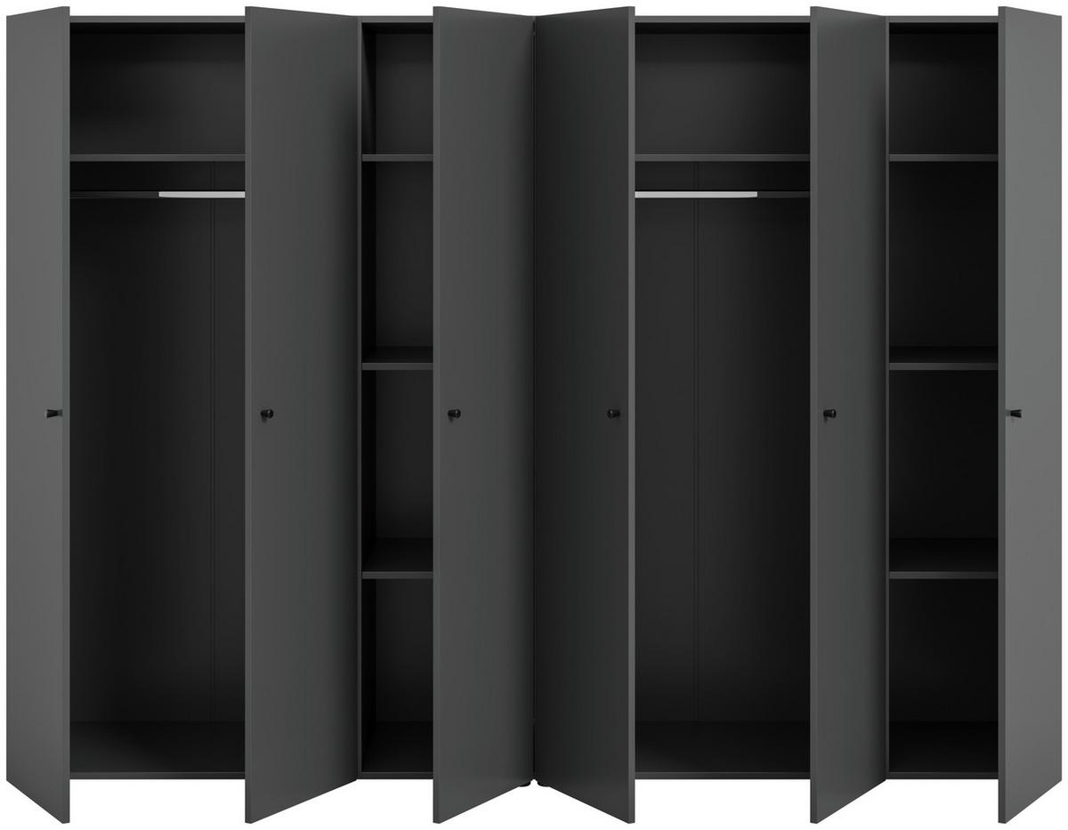 Drehtürenschrank DARWIN ca.240x176x51cm Anthrazit - Anthrazit/Schwarz, MODERN, Holzwerkstoff/Kunststoff (240/176cm) - MID.YOU