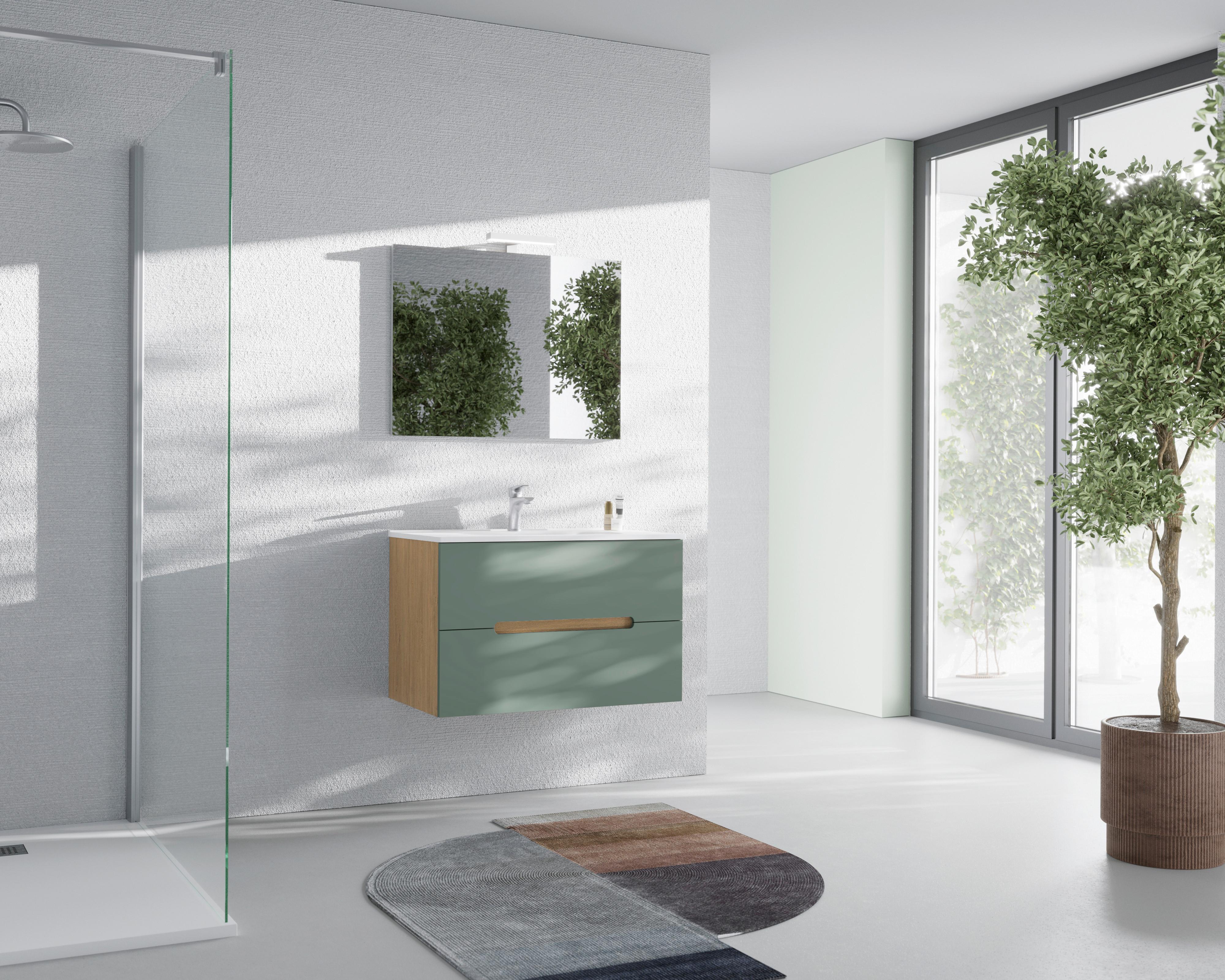 MASCĂ PENTRU LAVOAR IRIS - stejar sălbatic/verde pădure, Modern, material pe bază de lemn (80/51/46cm)