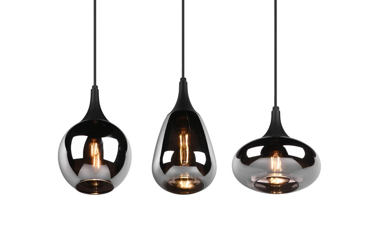 Hängeleuchte Lumina Schwarz/Chromfarben max.40Watt - Chromfarben/Schwarz, MODERN, Glas/Metall (68,8/19,5/150cm) - Trio Leuchten