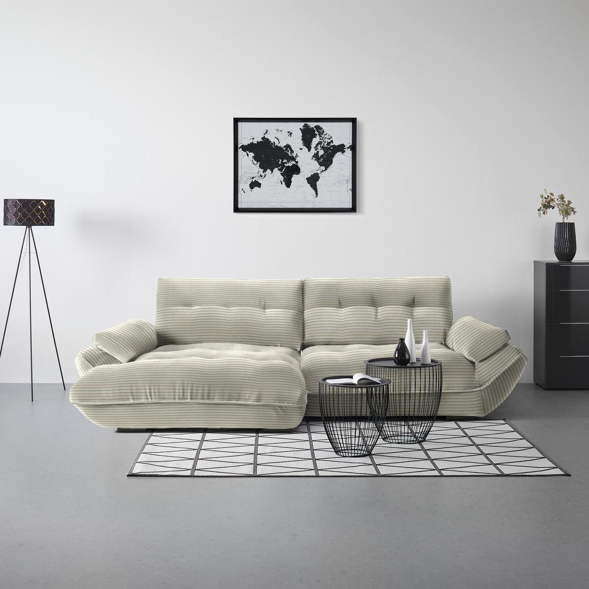 Wohnlandschaft Vivo Creme - Creme/Schwarz, Modern, Kunststoff/Textil (179/63/317cm) - Premium Living