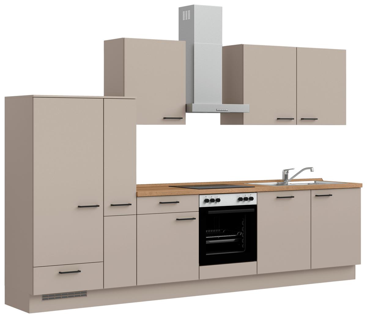 Küchenleerblock Easytouch Low o. Geräte Sandfarben - Sandfarben/Eichefarben, MODERN, Holzwerkstoff/Metall (330cm) - Nobilia