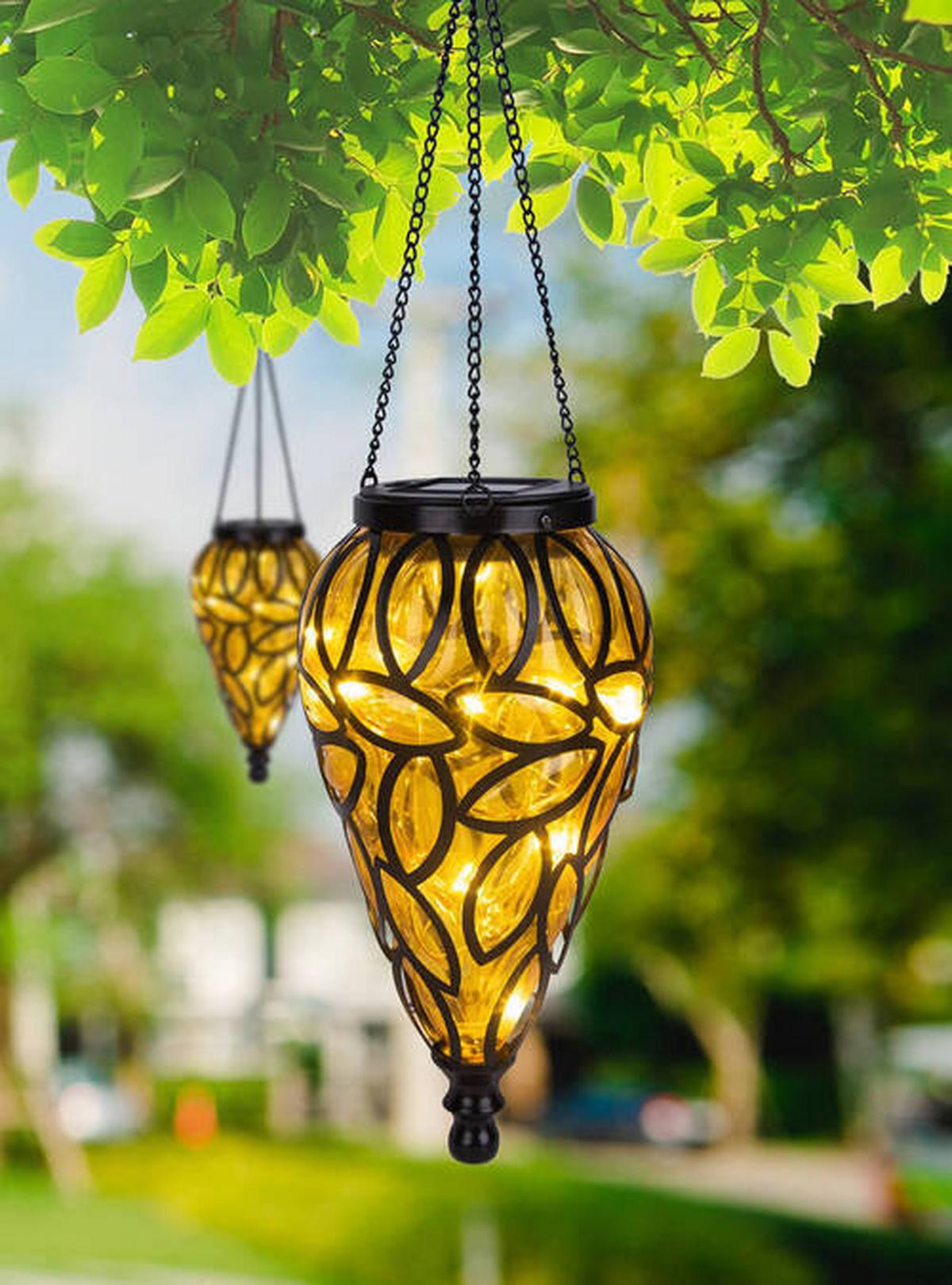 Solarna Svetilka Lantern, S Sijalko - črna/oranžna, Basics, kovina/umetna masa (13,5/50cm) - Globo