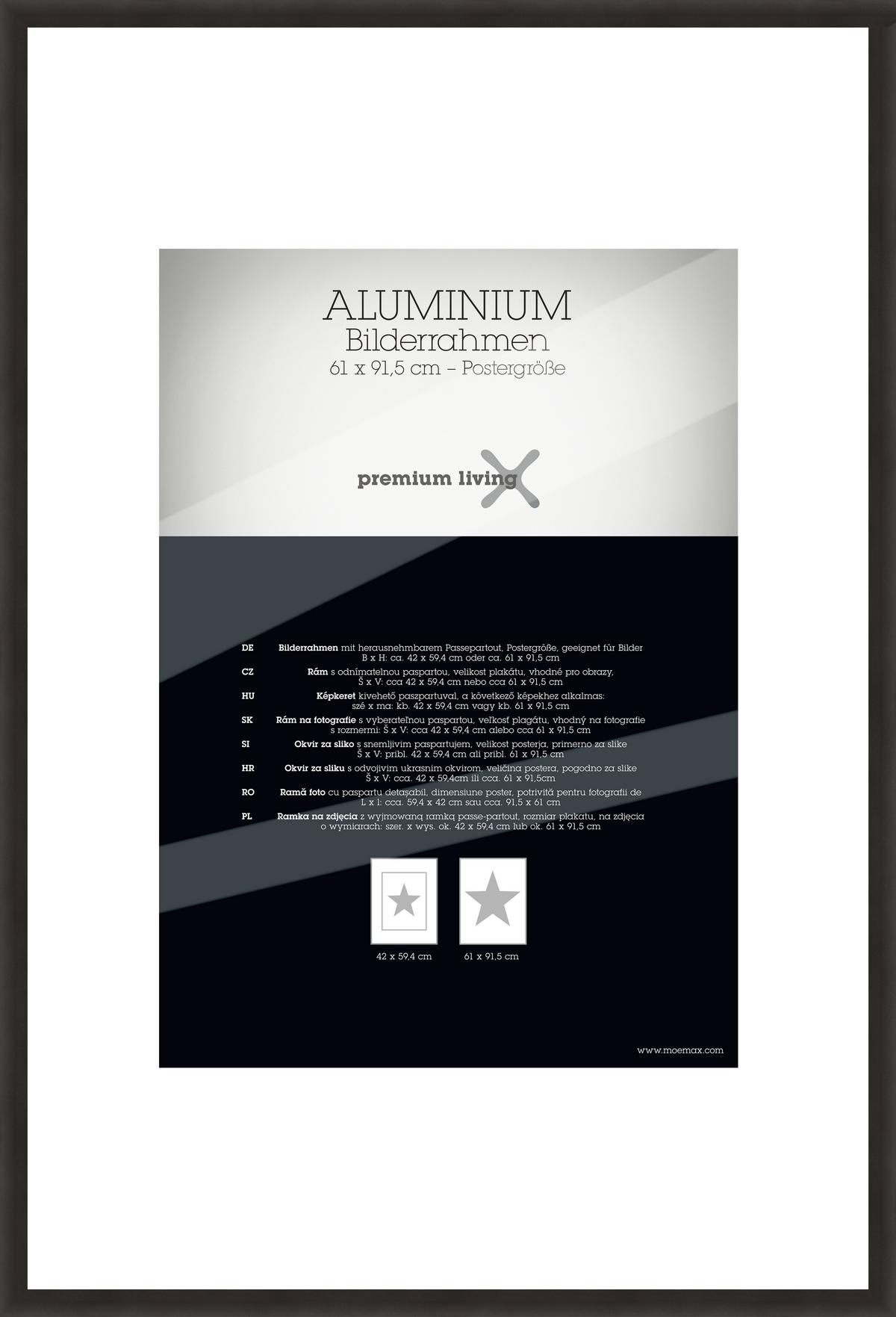 Rame foto Aluminium - negru, Basics, metal (64,3/94,6/2.2cm) - Premium Living