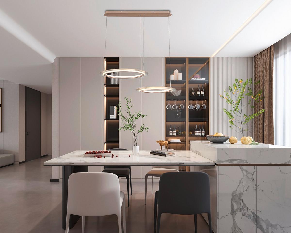 LAMPA WISZĄCA LED LAKEWOOD *DK* - szampanowy/przezroczysty, Design, tworzywo sztuczne/metal (82/55/150cm) - Dieter Knoll