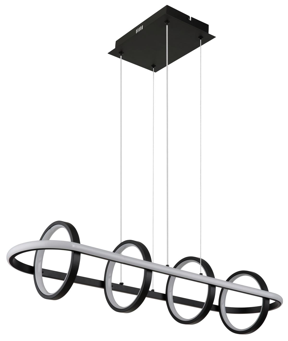 Viseča Led-svetilka Wolfhard, S Sijalko - črna/opal, Design, kovina/umetna masa (90/28/120cm) - Globo