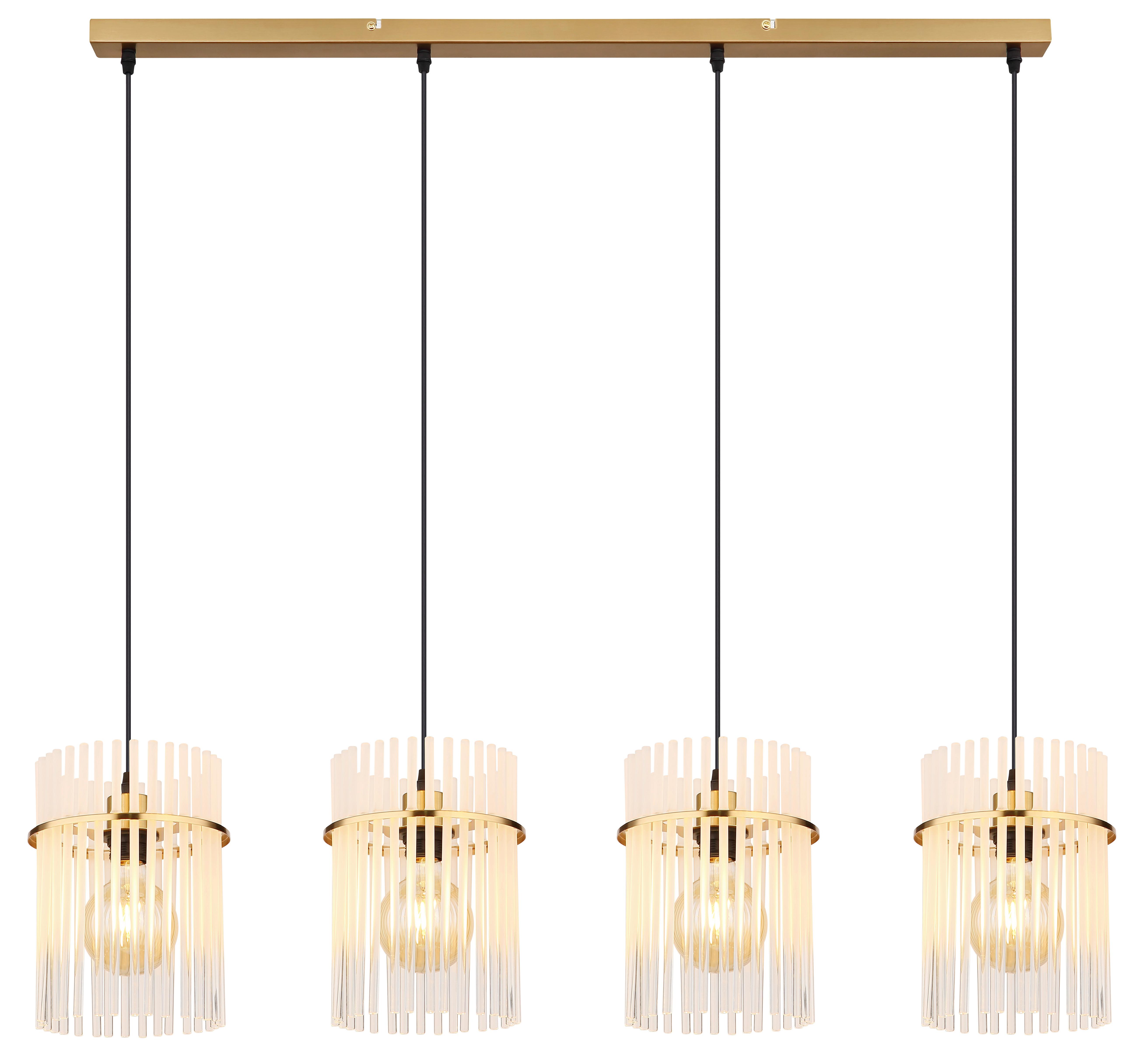 Lampă Suspendată Gorley - străveziu/auriu, Konventionell, sticlă/metal (97/4/140cm) - Globo
